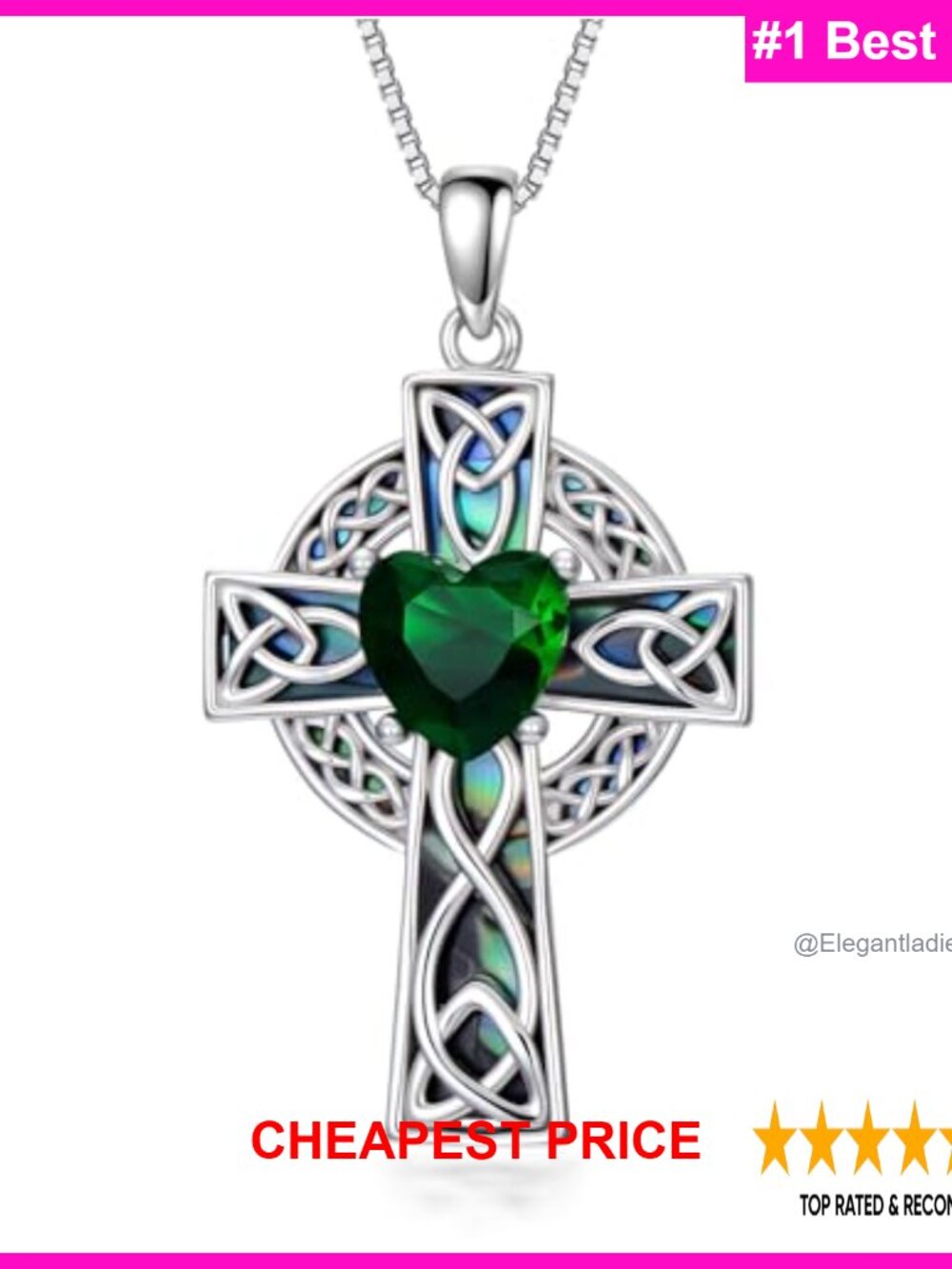 Celtic Knot Cross Pendant Necklace 925 Sterling Silver Irish Claddagh